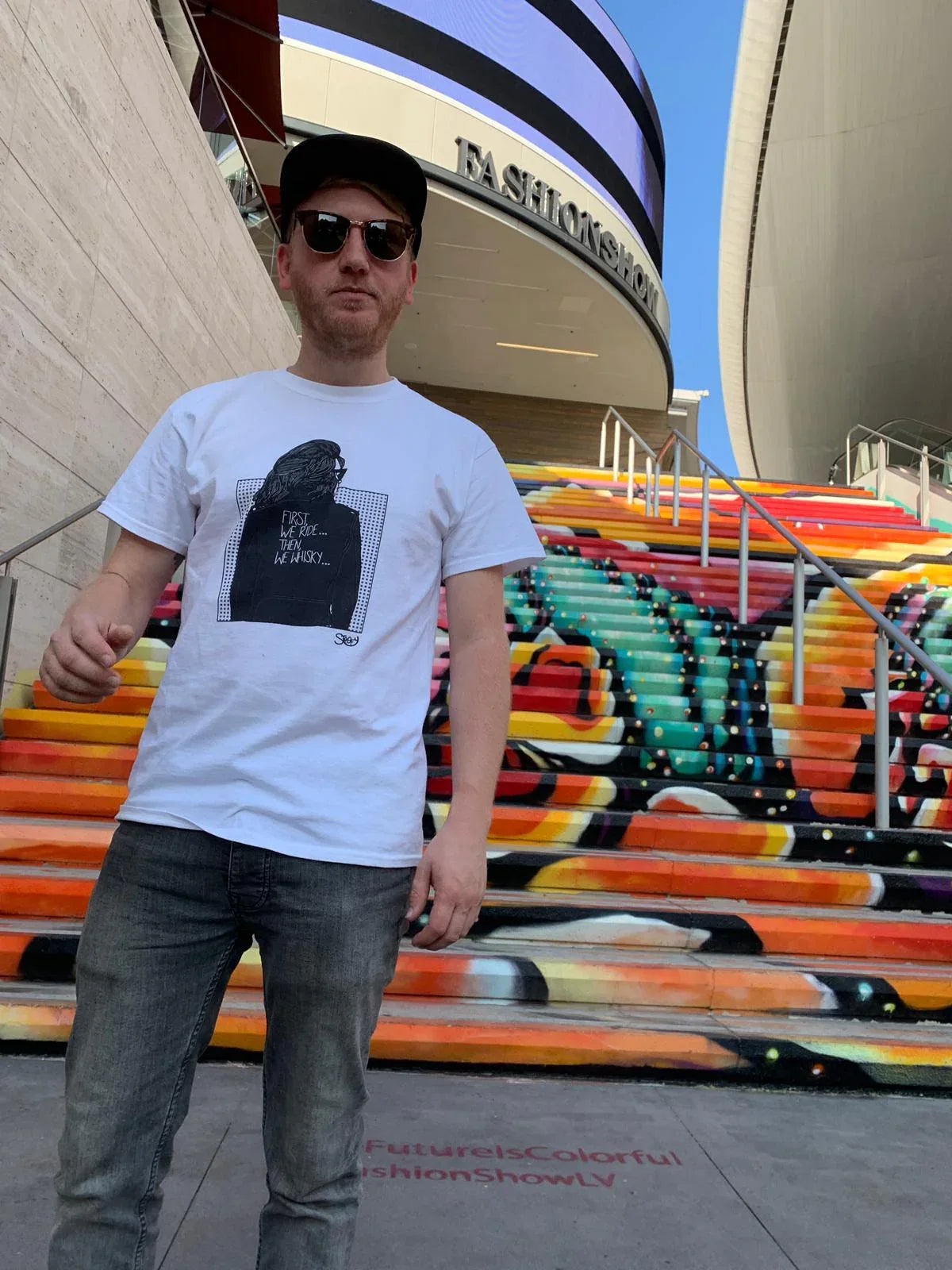 "First We Ride... Then We Whisky" Unisex White T-Shirt - STOOFY