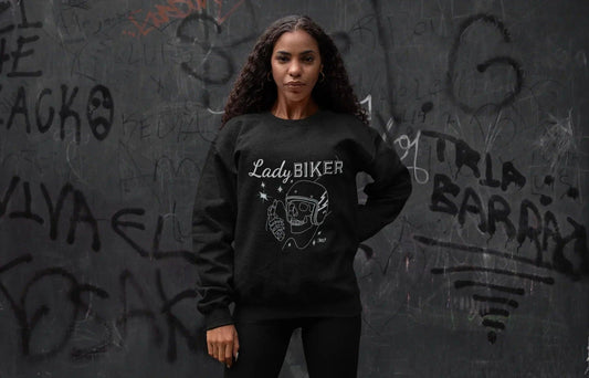 "Lady Biker" Black Sweatshirt - STOOFY