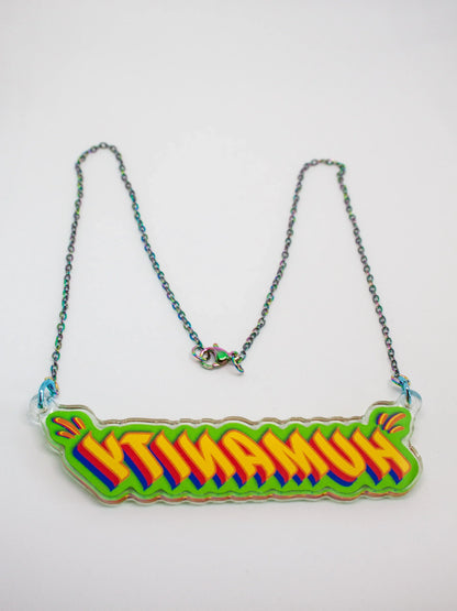 Back view of Stoofy’s ‘Humanity’ pendant necklace on a white background. Design and copyright by Stoofy 