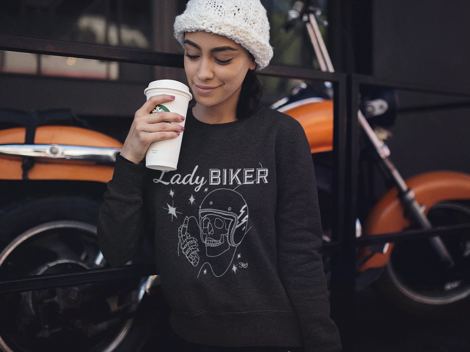"Lady Biker" Black Sweatshirt - STOOFY