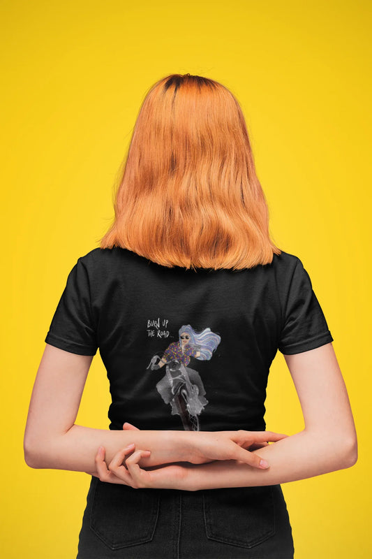 "Burn Up The Road..." Unisex Black T-Shirt - STOOFY